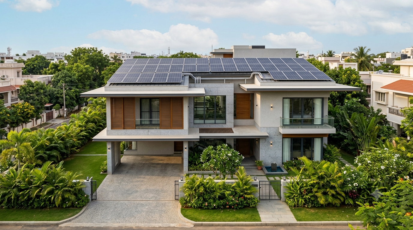 Residential rooftop solar panel installation